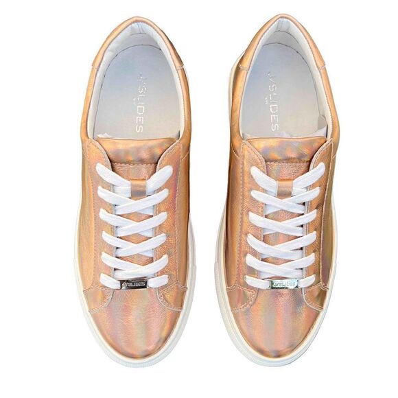 J/Slide NYC Rose Gold Met Leather Women’s Shoes - Picture 5 of 14